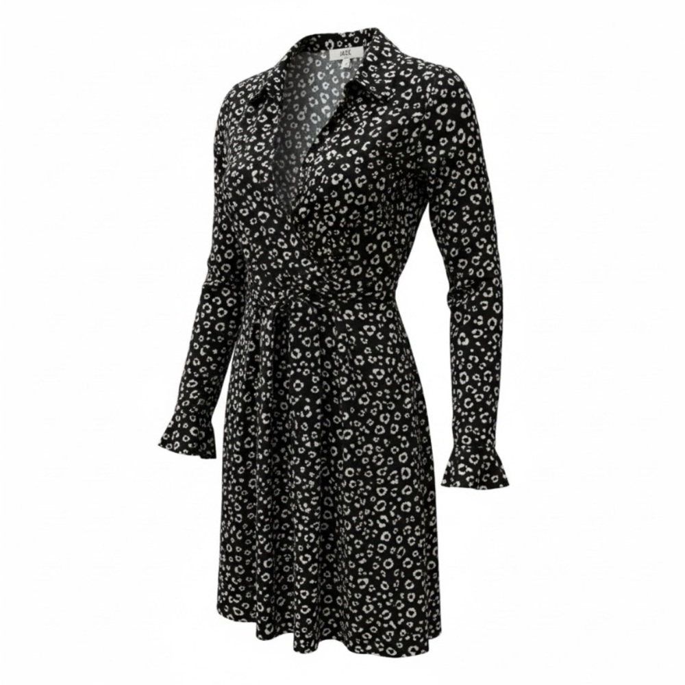 Jack by BB Dakota Leopard Print Long Sleeve Dress size L